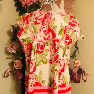 Just in NWT Cicy  Bell Floral Peplum Babydoll Top in Pink Rose